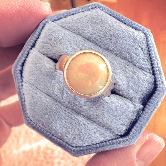 Ethiopian Opal Set in Handmade 14k Gold Ring - Picture 6 of 15
